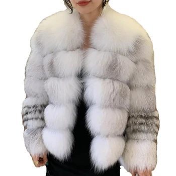 Женская шуба из лисьего меха Denny & Dora, Короткие зимние теплые пальто, импортная шуба из лисьего меха, женская шуба из натурального меха