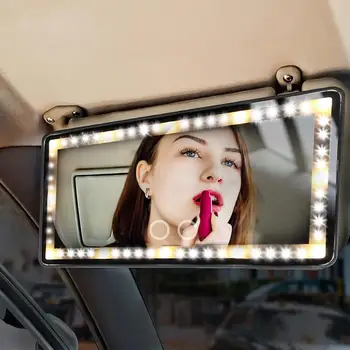 1 шт. универсальное автомобильное зеркало с солнцезащитным козырьком, перезаряжаемое светодиодное автомобильное зеркало для макияжа, 3 подсветки с регулируемой яркостью, автомобильное внутреннее зеркало заднего вида