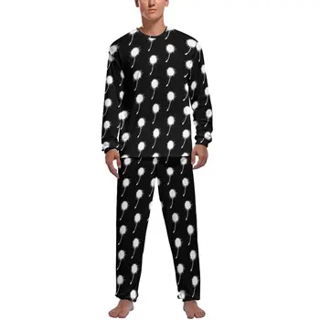 Пижама Dandelion Wish, Весенние черно-белые Элегантные пижамные комплекты из двух предметов, мужские пижамы с длинными рукавами, Домашний дизайн, ночное белье