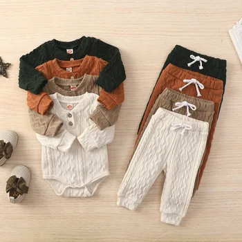 Комплект Одежды Для новорожденных Мальчиков и Девочек, Комбинезон со штанами с длинными рукавами, Осенне-Весенние мягкие костюмы, Одежда для малышей 0-24 м