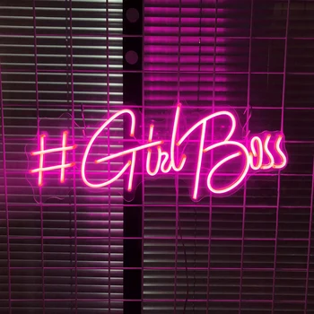 На заказ # GirlBoss, светодиодные неоновые вывески, Акриловые Изысканные Украшения для вечеринки, домашнего Офиса, художественного оформления стен, Классный подарок на День Рождения для девочки