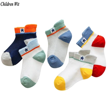 2019 Весенне-летние Детские носки из хлопчатобумажной сетки, дышащие Носки с героями мультфильмов для мальчиков и девочек, Детские носки от 1 до 12 лет, 5 пар/лот